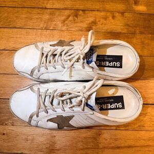 Golden Goose White and Tan Sneakers, size 39